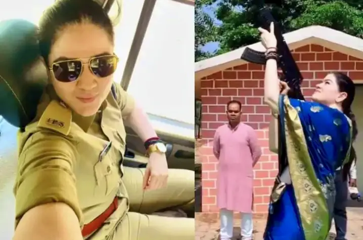 Saree-Clad “Lady Singham” Fires AK-47 After Shastra Puja