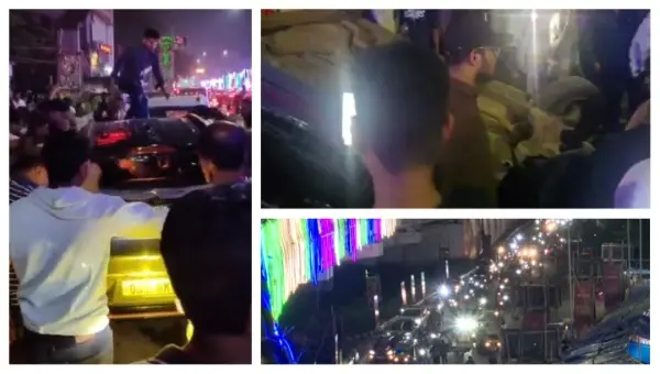 Bhubaneswar Puja Chaos: Mob Overturns SUV After Multi-Vehicle Crash Near Esplanade