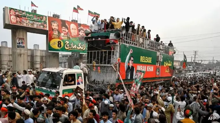 PTI supporters march in Khyber Pakhtunkhwa