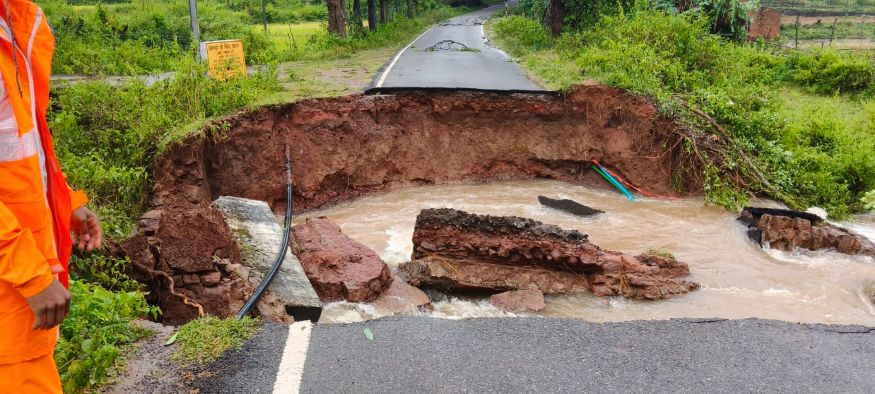 Road washed away in Odisha